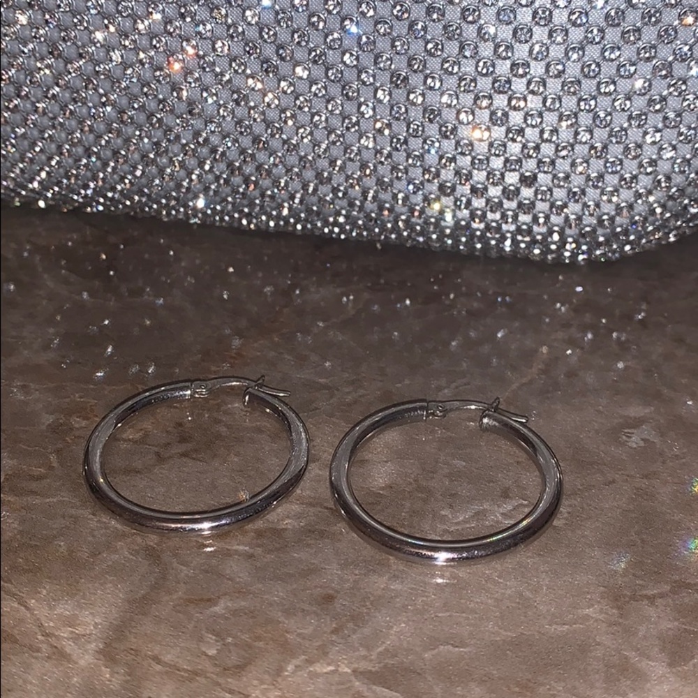 Chunky silver hoops